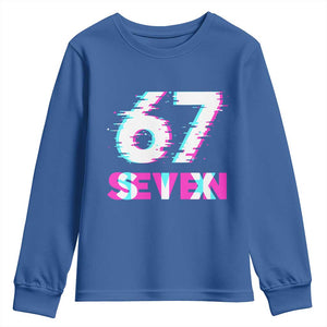 Glitch Optical Illusion Six Seven Meme Youth Sweatshirt Gen Alpha Slang Gift TS12 Royal Blue Print Your Wear
