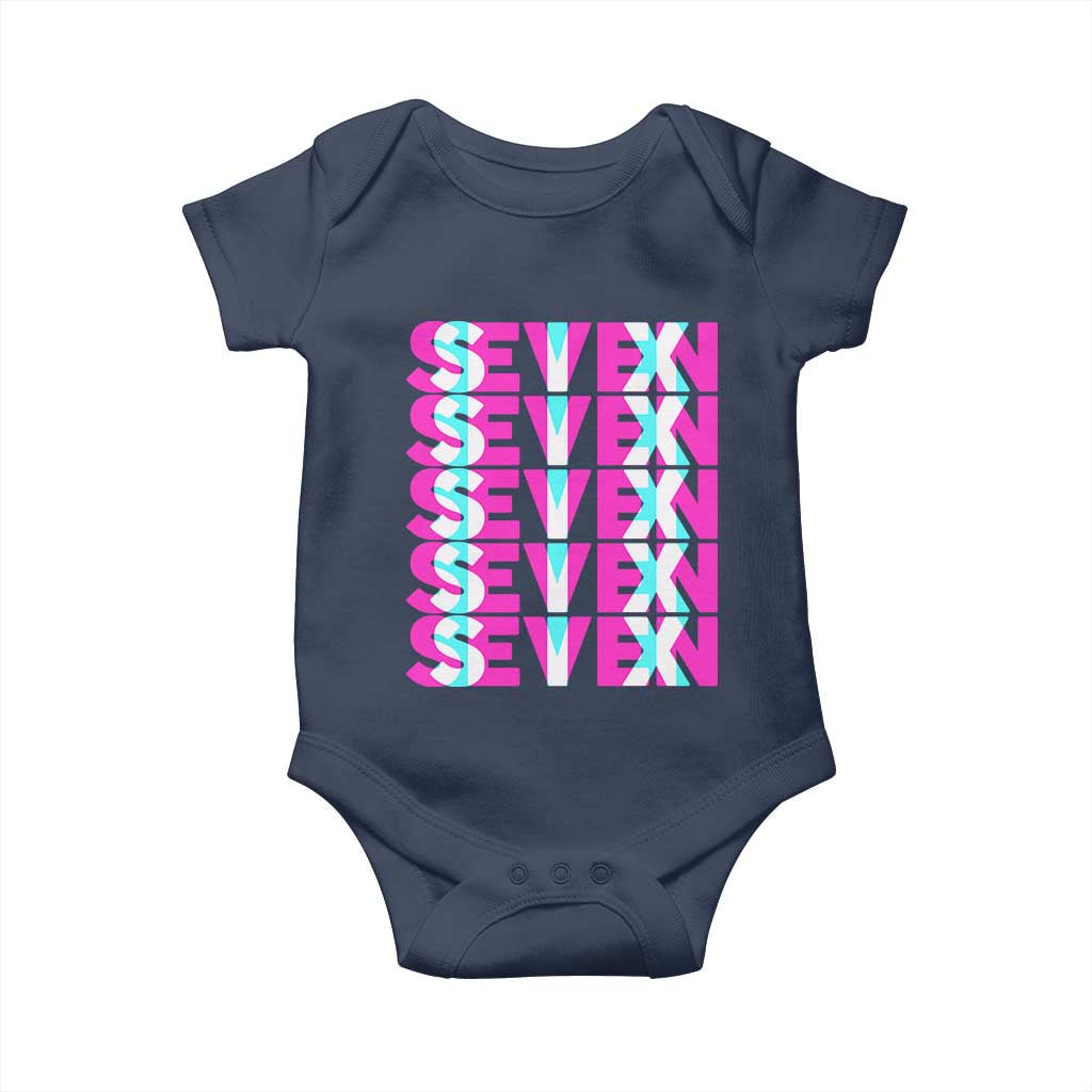 Six Seven Glitch Optical Illusion Meme Baby Onesie Funny Gen Z Alpha Gift TS12 Navy Print Your Wear
