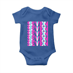 Six Seven Glitch Optical Illusion Meme Baby Onesie Funny Gen Z Alpha Gift TS12 Royal Blue Print Your Wear