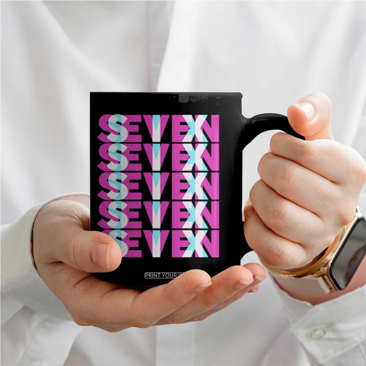 Six Seven Glitch Optical Illusion Meme Coffee Mug Funny Gen Z Alpha Gift TS12 Print Your Wear