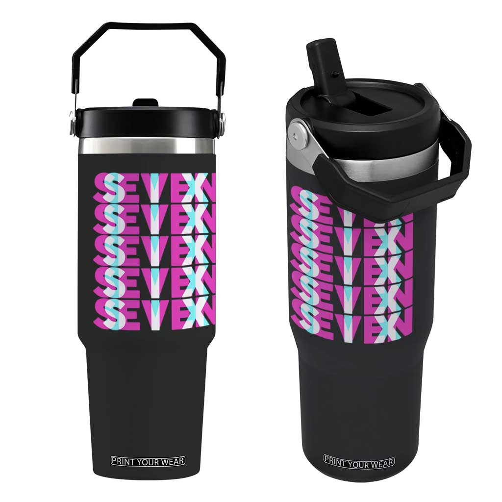 Six Seven Glitch Optical Illusion Meme Flip Straw Tumbler Funny Gen Z Alpha Gift TS12 One Size: 30 oz Black Print Your Wear