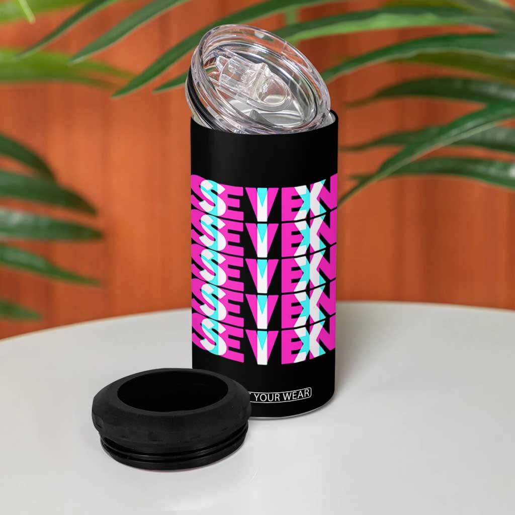 Six Seven Glitch Optical Illusion Meme 4 in 1 Can Cooler Tumbler Funny Gen Z Alpha Gift TS12 Print Your Wear