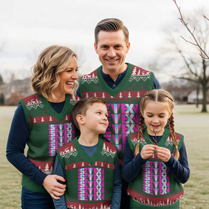 Six Seven Glitch Optical Illusion Meme V-Neck Knit Sweater Vest Funny Gen Z Alpha Gift TS12 Red Green Print Your Wear