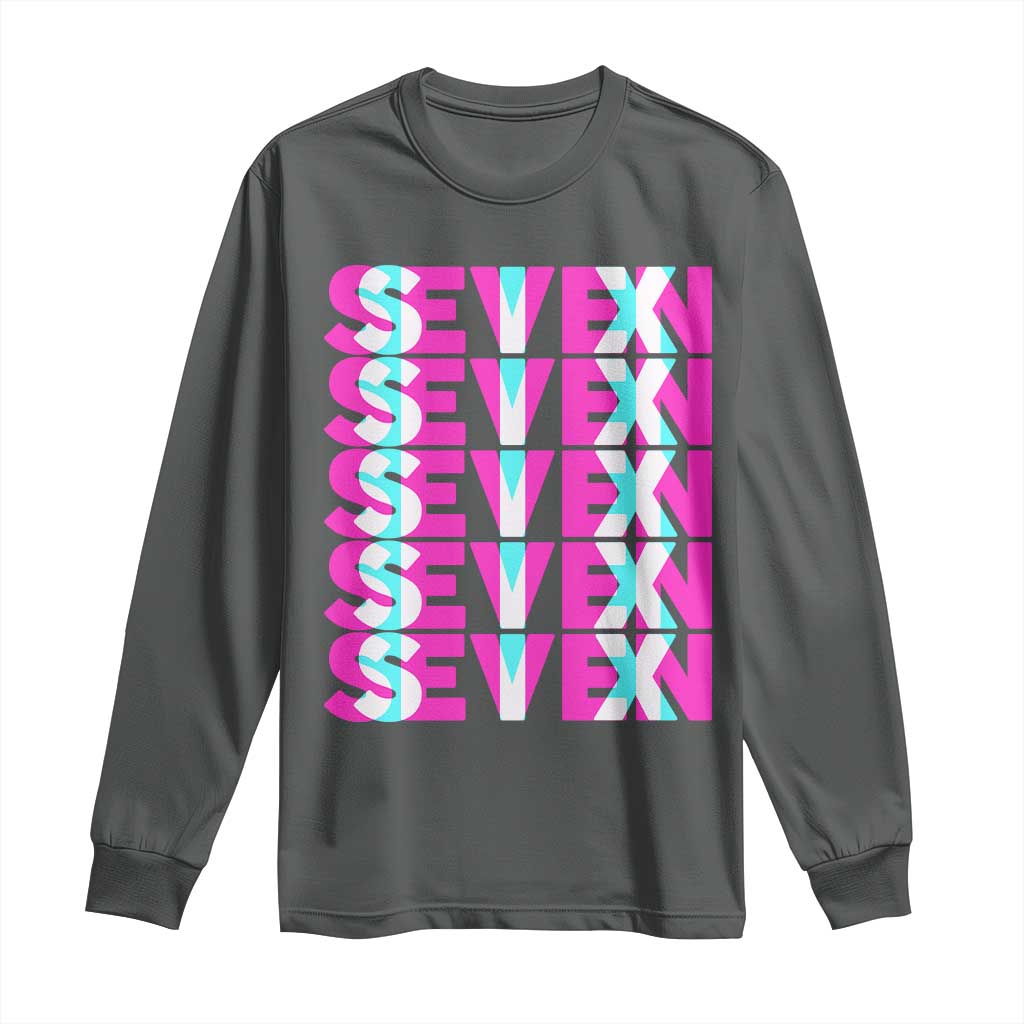 Six Seven Glitch Optical Illusion Meme Long Sleeve Shirt Funny Gen Z Alpha Gift TS12 Dark Heather Print Your Wear