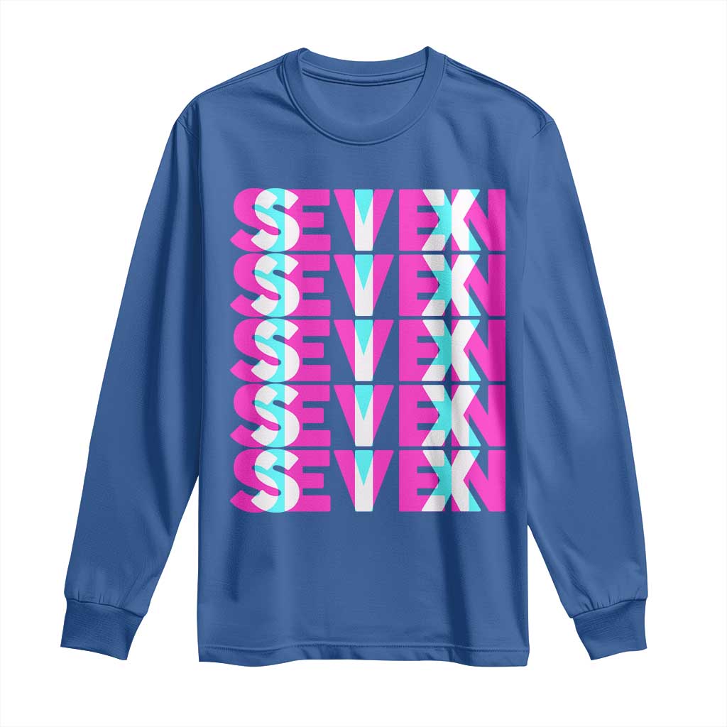 Six Seven Glitch Optical Illusion Meme Long Sleeve Shirt Funny Gen Z Alpha Gift TS12 Royal Blue Print Your Wear