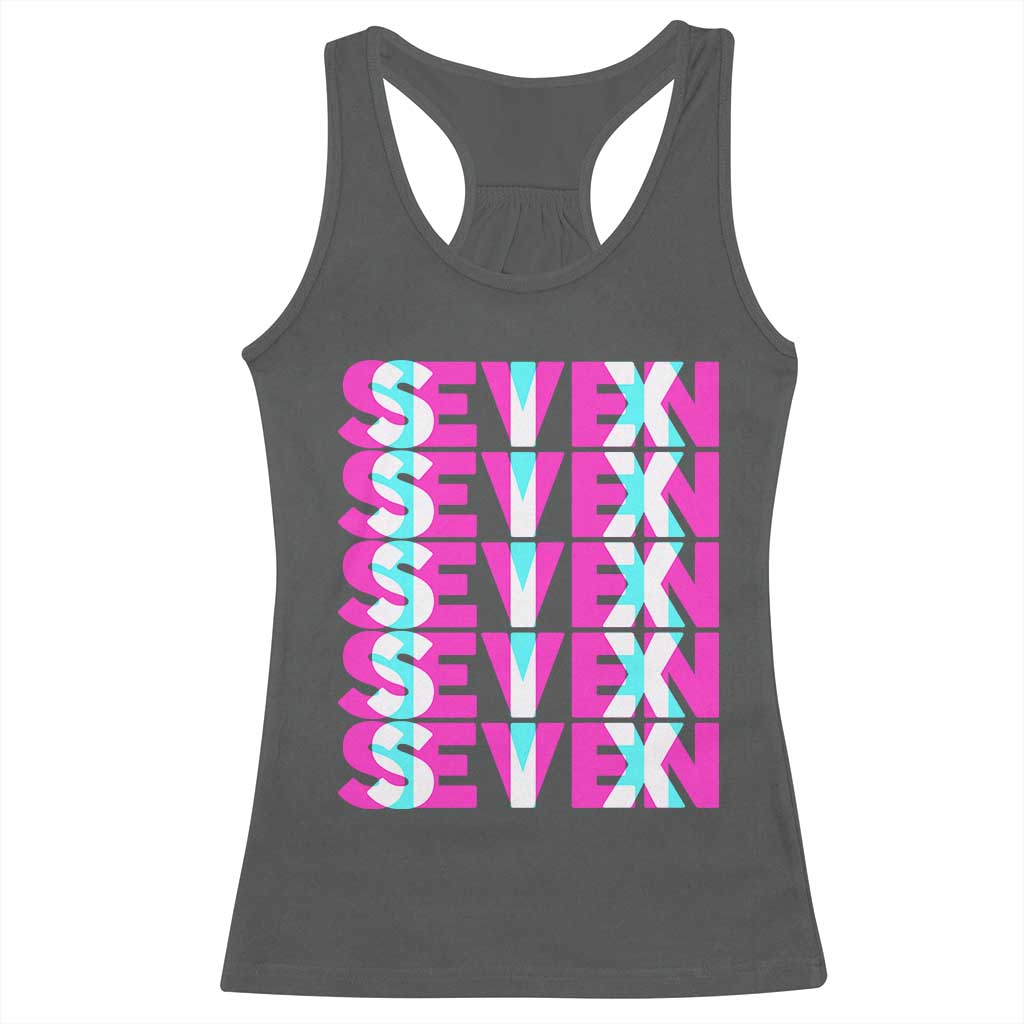 Six Seven Glitch Optical Illusion Meme Racerback Tank Top Funny Gen Z Alpha Gift TS12 Dark Heather Print Your Wear