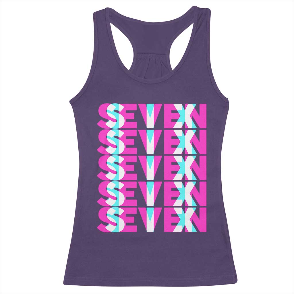 Six Seven Glitch Optical Illusion Meme Racerback Tank Top Funny Gen Z Alpha Gift TS12 Purple Print Your Wear