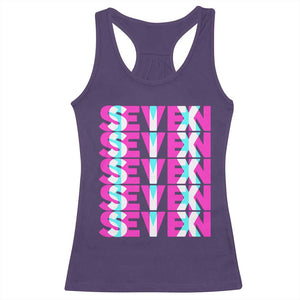 Six Seven Glitch Optical Illusion Meme Racerback Tank Top Funny Gen Z Alpha Gift TS12 Purple Print Your Wear