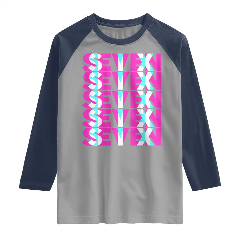 Six Seven Glitch Optical Illusion Meme Raglan Shirt Funny Gen Z Alpha Gift TS12 Sport Gray Navy Print Your Wear