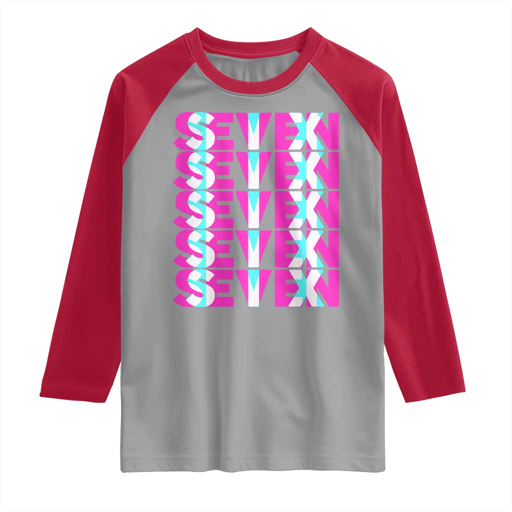 Six Seven Glitch Optical Illusion Meme Raglan Shirt Funny Gen Z Alpha Gift TS12 Sport Gray Red Print Your Wear