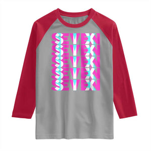 Six Seven Glitch Optical Illusion Meme Raglan Shirt Funny Gen Z Alpha Gift TS12 Sport Gray Red Print Your Wear