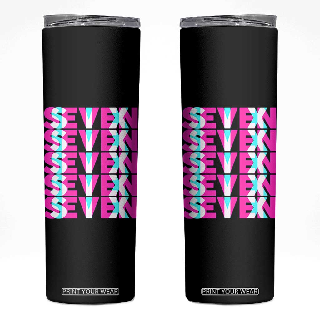 Six Seven Glitch Optical Illusion Meme Skinny Tumbler Funny Gen Z Alpha Gift TS12 Black Print Your Wear