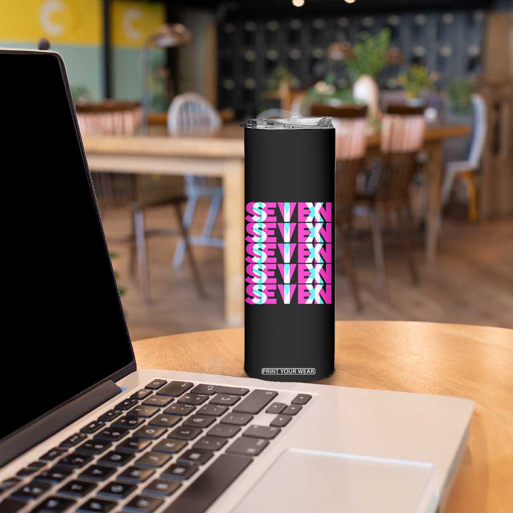 Six Seven Glitch Optical Illusion Meme Skinny Tumbler Funny Gen Z Alpha Gift TS12 Print Your Wear