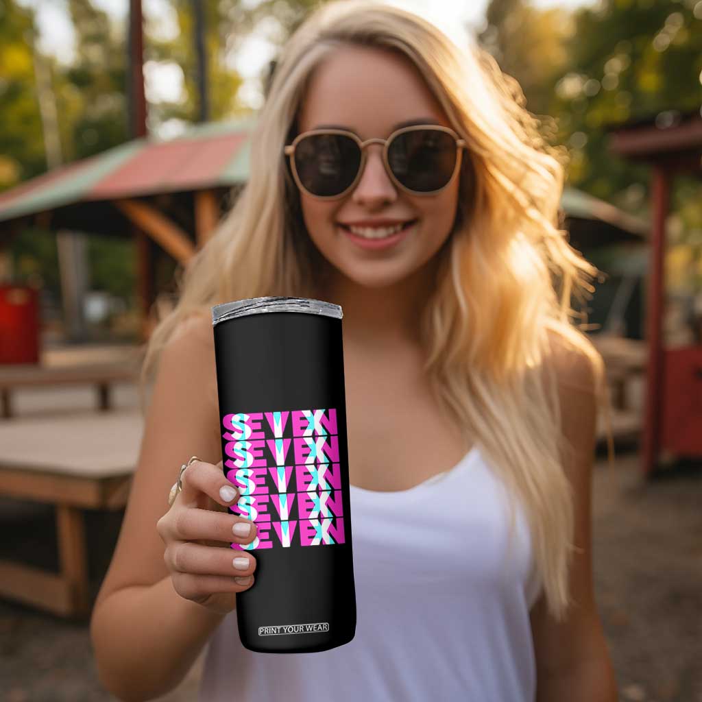 Six Seven Glitch Optical Illusion Meme Skinny Tumbler Funny Gen Z Alpha Gift TS12 Print Your Wear