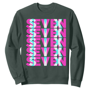 Six Seven Glitch Optical Illusion Meme Sweatshirt Funny Gen Z Alpha Gift TS12 Dark Forest Green Print Your Wear