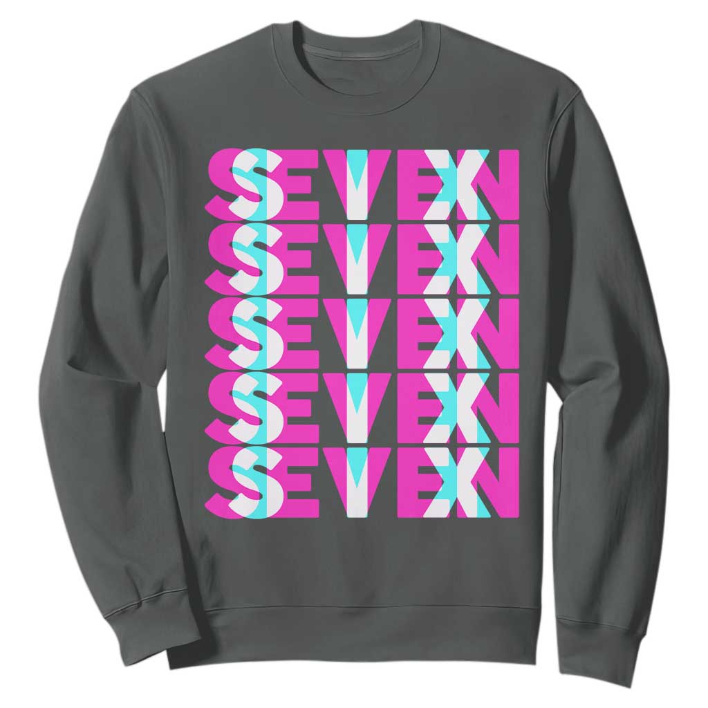 Six Seven Glitch Optical Illusion Meme Sweatshirt Funny Gen Z Alpha Gift TS12 Dark Heather Print Your Wear