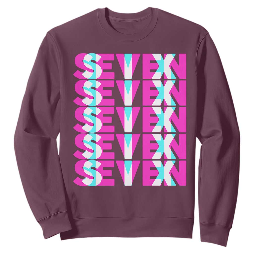 Six Seven Glitch Optical Illusion Meme Sweatshirt Funny Gen Z Alpha Gift TS12 Maroon Print Your Wear