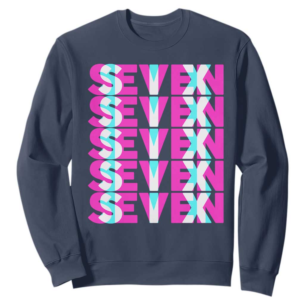 Six Seven Glitch Optical Illusion Meme Sweatshirt Funny Gen Z Alpha Gift TS12 Navy Print Your Wear