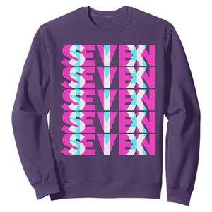 Six Seven Glitch Optical Illusion Meme Sweatshirt Funny Gen Z Alpha Gift TS12 Purple Print Your Wear