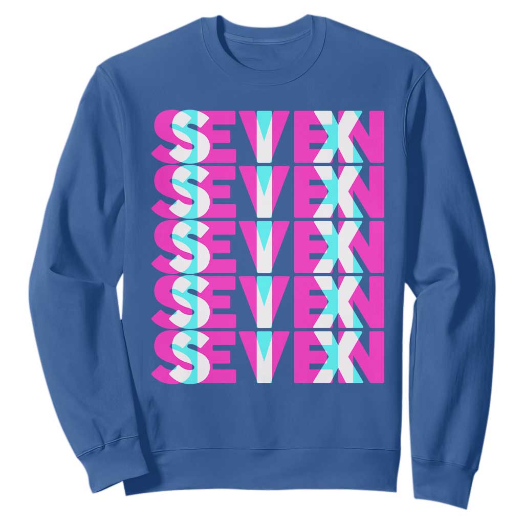 Six Seven Glitch Optical Illusion Meme Sweatshirt Funny Gen Z Alpha Gift TS12 Royal Blue Print Your Wear