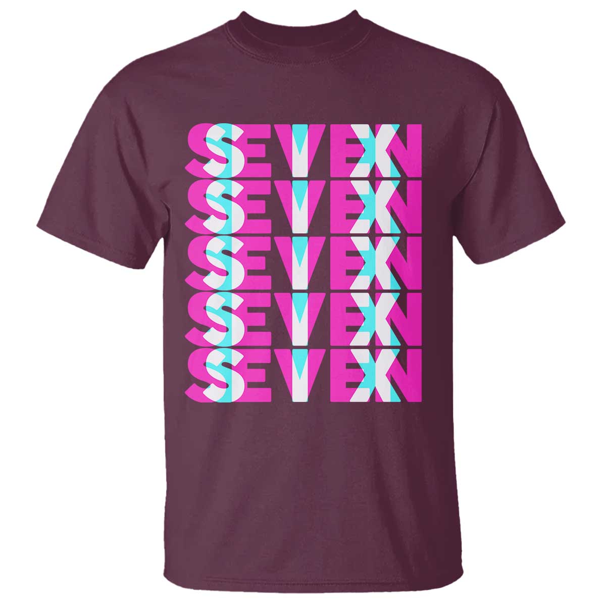 Six Seven Glitch Optical Illusion Meme T Shirt Funny Gen Z Alpha Gift TS12 Maroon Print Your Wear