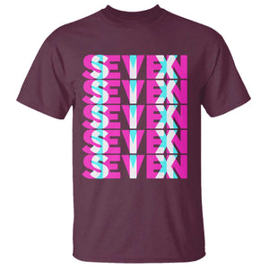 Six Seven Glitch Optical Illusion Meme T Shirt Funny Gen Z Alpha Gift TS12 Maroon Print Your Wear