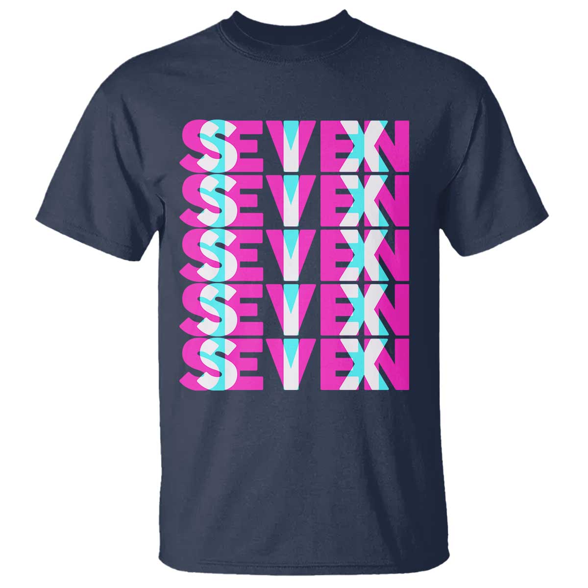 Six Seven Glitch Optical Illusion Meme T Shirt Funny Gen Z Alpha Gift TS12 Navy Print Your Wear