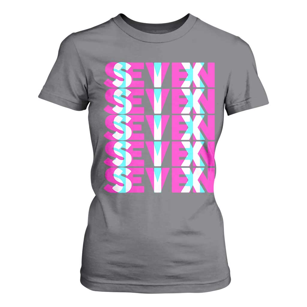 Six Seven Glitch Optical Illusion Meme T Shirt For Women Funny Gen Z Alpha Gift TS12 Charcoal Print Your Wear
