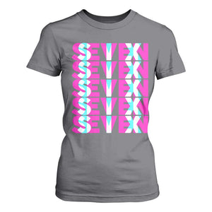 Six Seven Glitch Optical Illusion Meme T Shirt For Women Funny Gen Z Alpha Gift TS12 Charcoal Print Your Wear