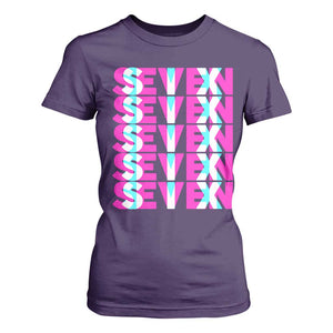 Six Seven Glitch Optical Illusion Meme T Shirt For Women Funny Gen Z Alpha Gift TS12 Purple Print Your Wear