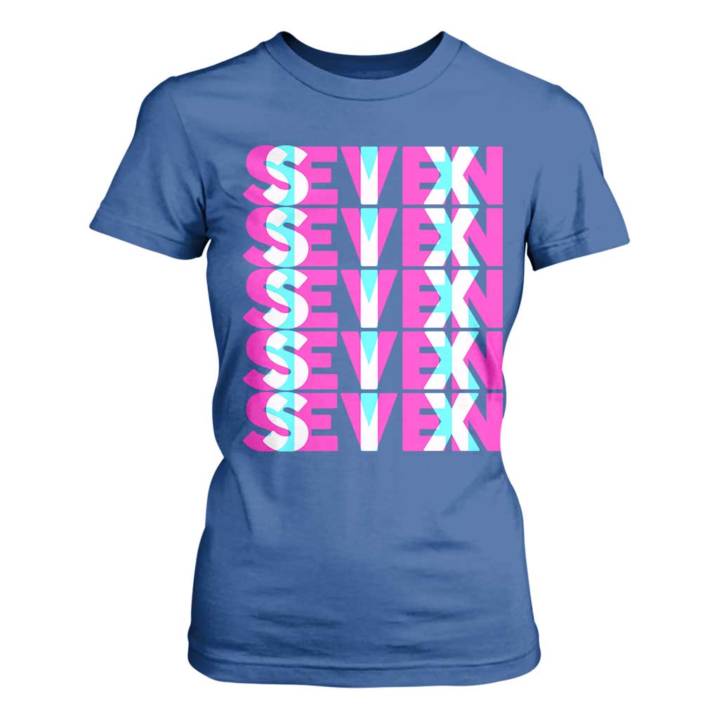 Six Seven Glitch Optical Illusion Meme T Shirt For Women Funny Gen Z Alpha Gift TS12 Royal Blue Print Your Wear