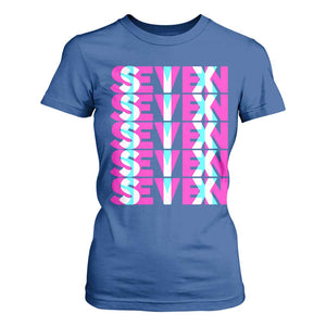 Six Seven Glitch Optical Illusion Meme T Shirt For Women Funny Gen Z Alpha Gift TS12 Royal Blue Print Your Wear
