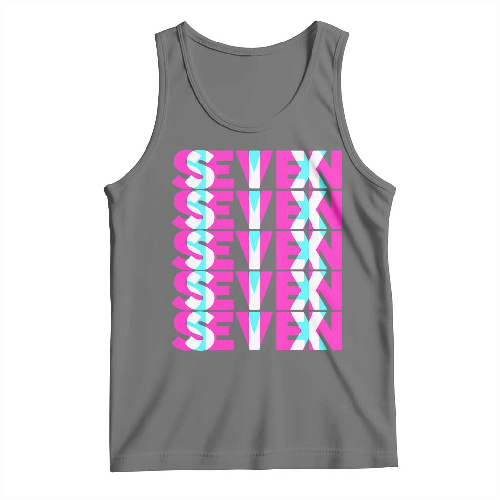 Six Seven Glitch Optical Illusion Meme Tank Top Funny Gen Z Alpha Gift TS12 Black Heather Print Your Wear