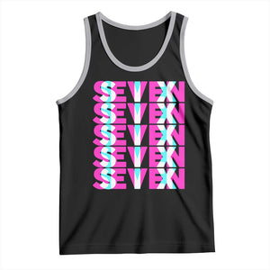 Six Seven Glitch Optical Illusion Meme Tank Top Funny Gen Z Alpha Gift TS12 Black Athletic Heather Print Your Wear