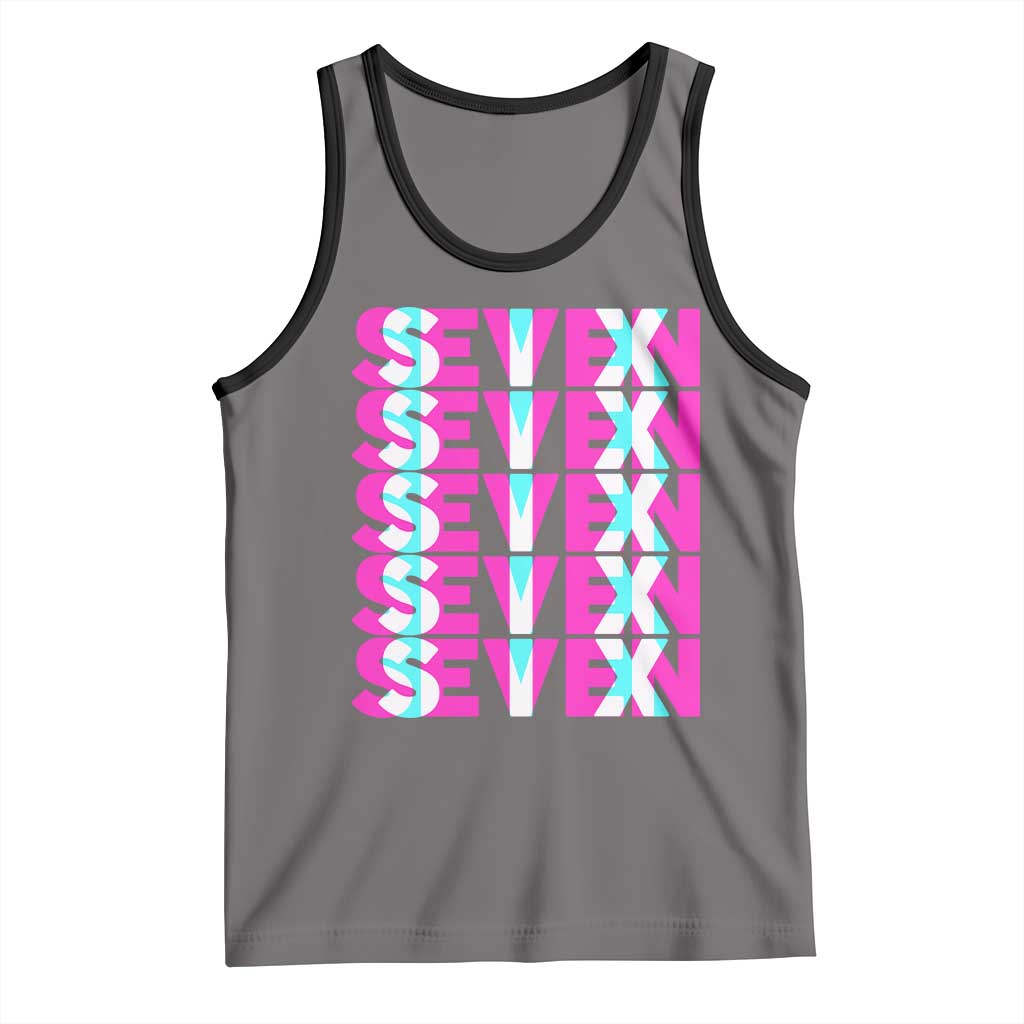 Six Seven Glitch Optical Illusion Meme Tank Top Funny Gen Z Alpha Gift TS12 Deep Heather Black Print Your Wear