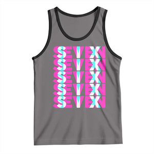 Six Seven Glitch Optical Illusion Meme Tank Top Funny Gen Z Alpha Gift TS12 Deep Heather Black Print Your Wear