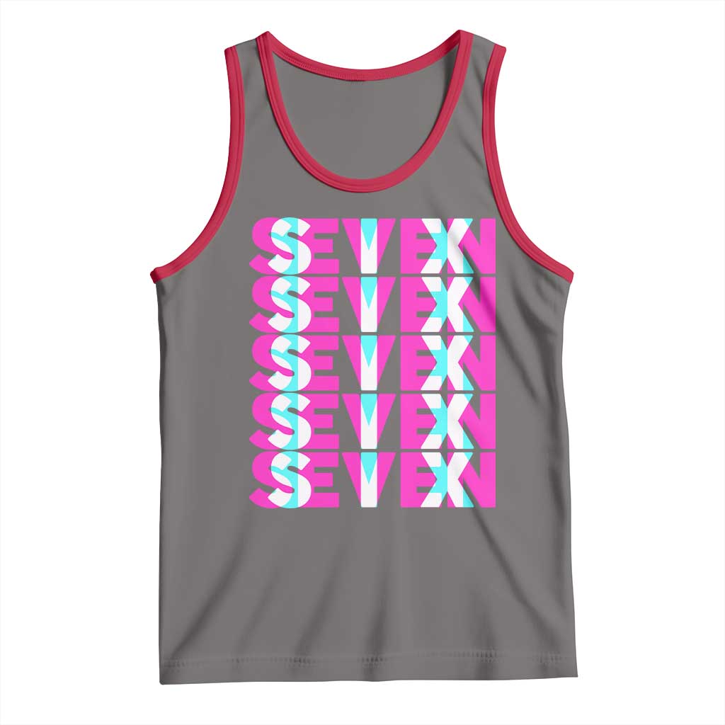 Six Seven Glitch Optical Illusion Meme Tank Top Funny Gen Z Alpha Gift TS12 Deep Heather Red Print Your Wear