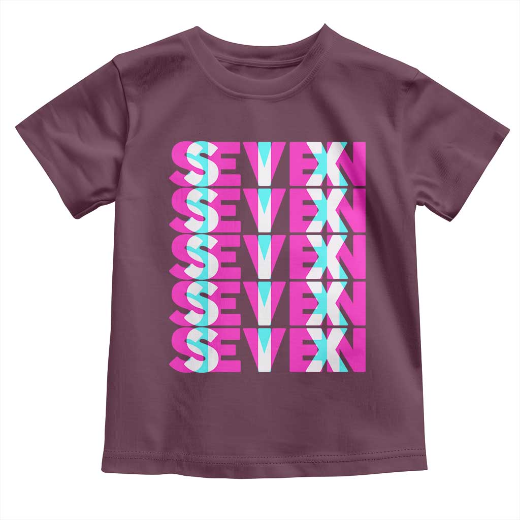 Six Seven Glitch Optical Illusion Meme Toddler T Shirt Funny Gen Z Alpha Gift TS12 Maroon Print Your Wear