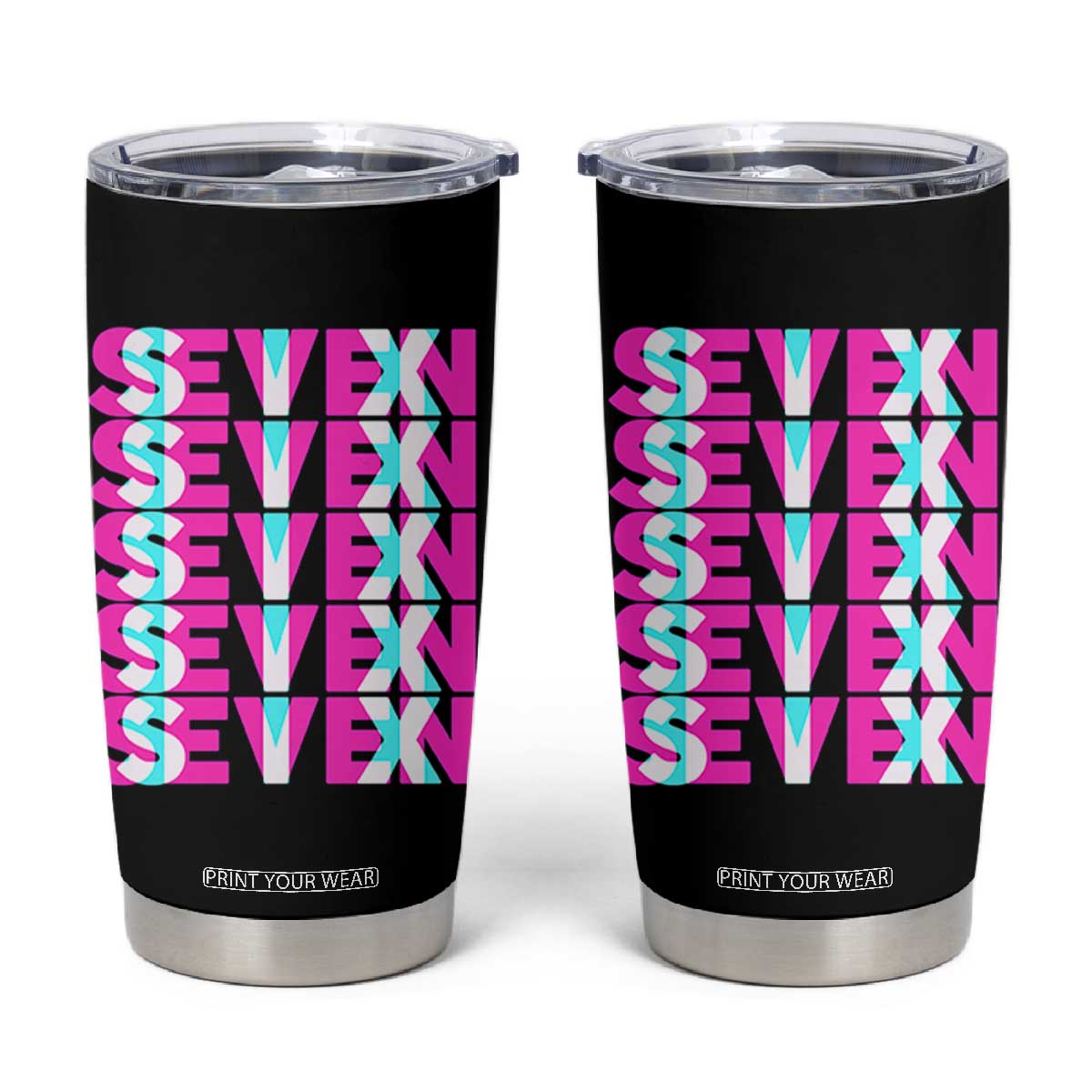 Six Seven Glitch Optical Illusion Meme Tumbler Cup Funny Gen Z Alpha Gift TS12 Black Print Your Wear