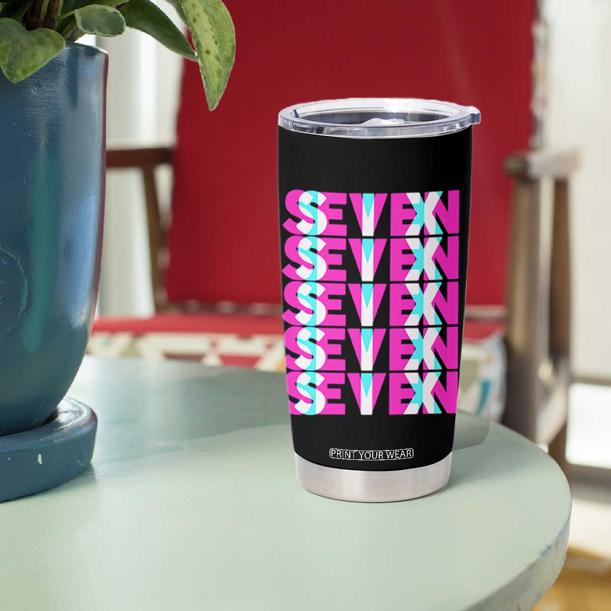 Six Seven Glitch Optical Illusion Meme Tumbler Cup Funny Gen Z Alpha Gift TS12 Print Your Wear