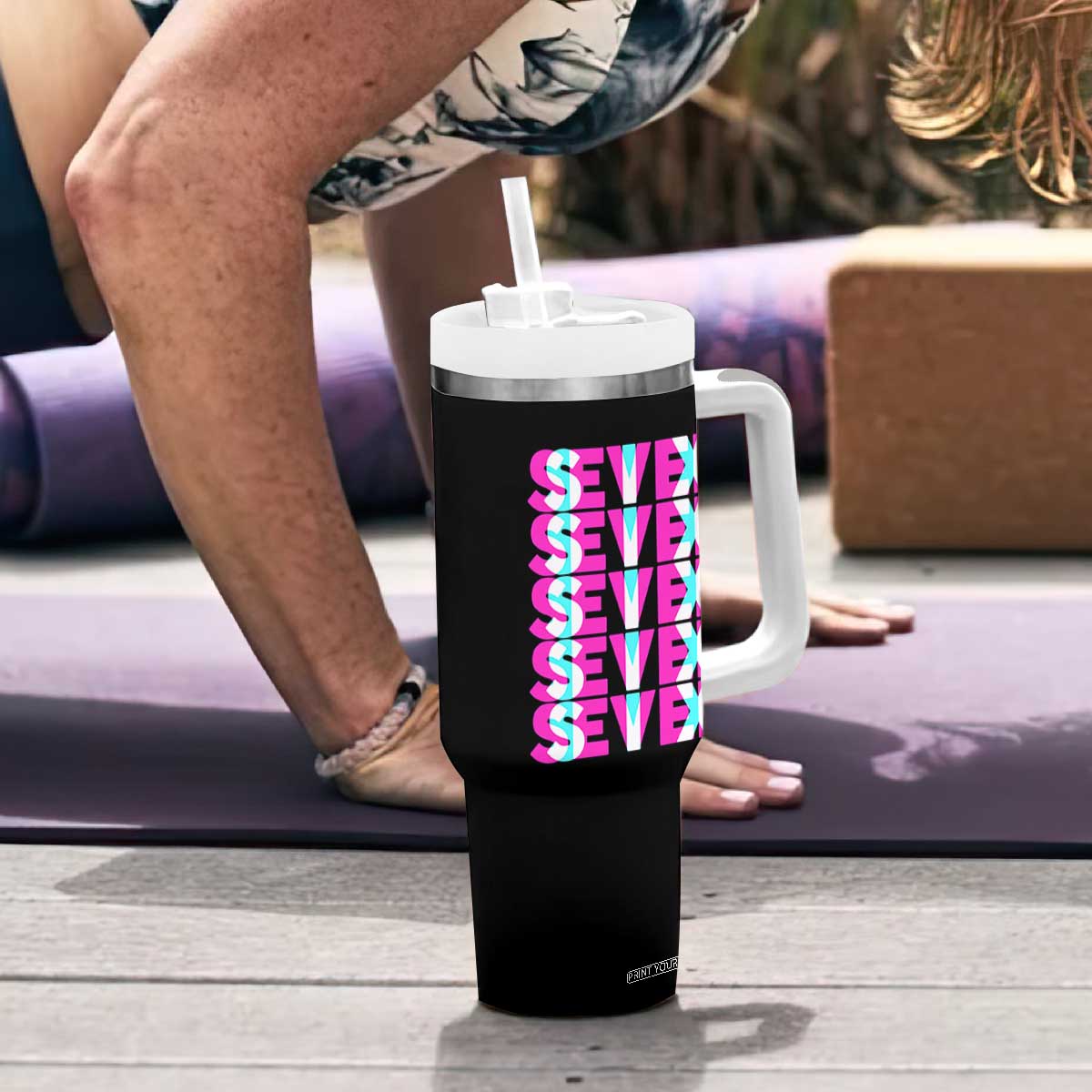 Six Seven Glitch Optical Illusion Meme Tumbler With Handle Funny Gen Z Alpha Gift TS12 Print Your Wear