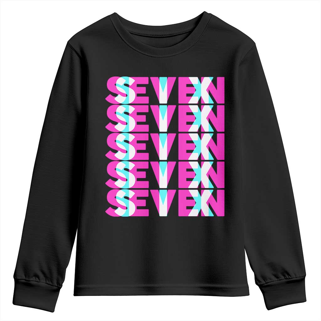 Six Seven Glitch Optical Illusion Meme Youth Sweatshirt Funny Gen Z Alpha Gift TS12 Black Print Your Wear