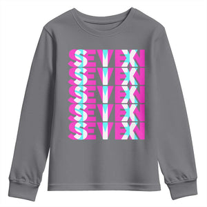Six Seven Glitch Optical Illusion Meme Youth Sweatshirt Funny Gen Z Alpha Gift TS12 Charcoal Print Your Wear