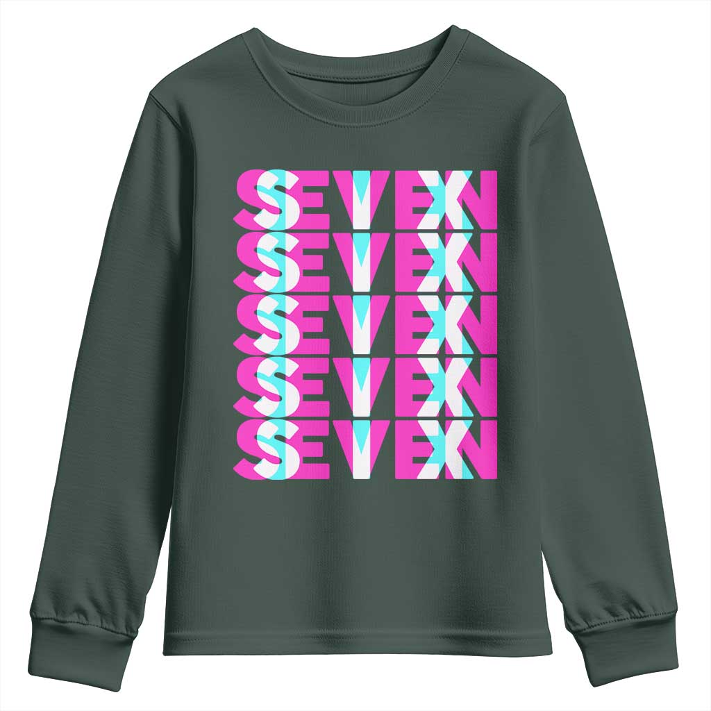 Six Seven Glitch Optical Illusion Meme Youth Sweatshirt Funny Gen Z Alpha Gift TS12 Dark Forest Green Print Your Wear