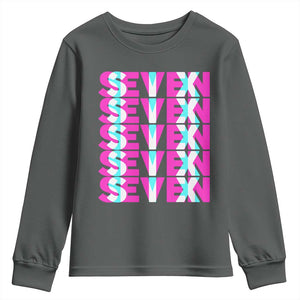 Six Seven Glitch Optical Illusion Meme Youth Sweatshirt Funny Gen Z Alpha Gift TS12 Dark Heather Print Your Wear