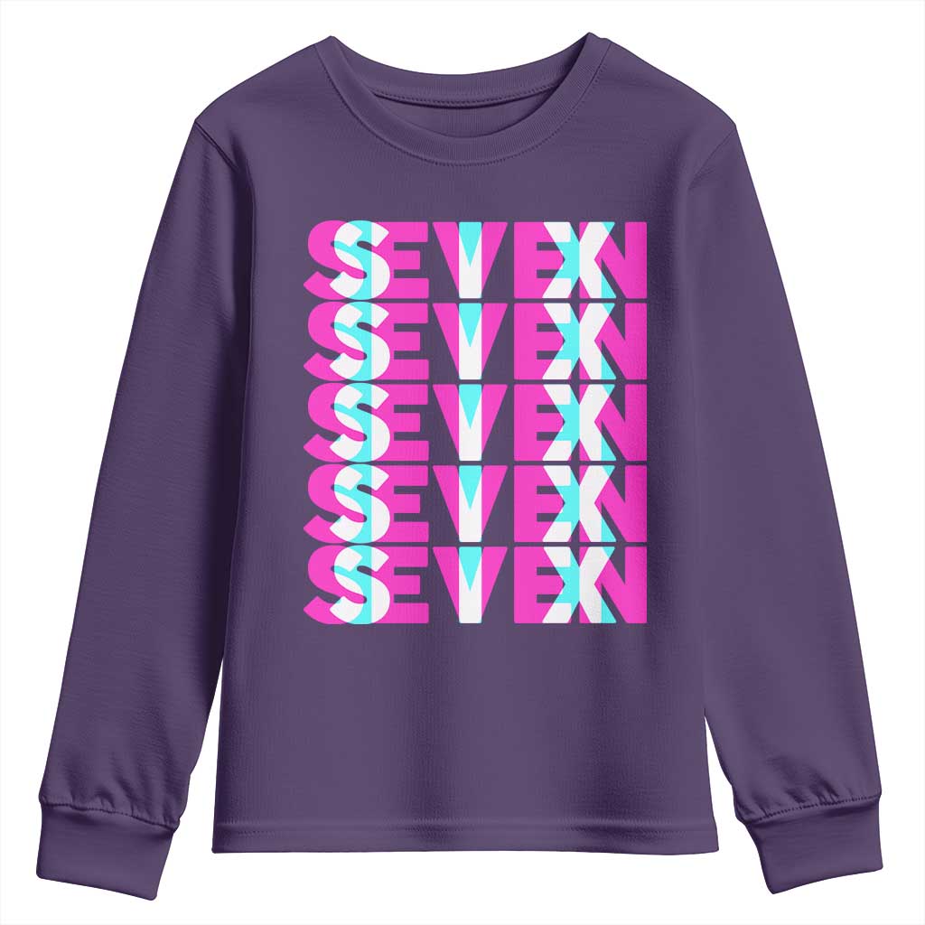 Six Seven Glitch Optical Illusion Meme Youth Sweatshirt Funny Gen Z Alpha Gift TS12 Purple Print Your Wear