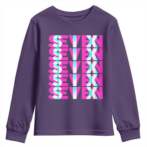 Six Seven Glitch Optical Illusion Meme Youth Sweatshirt Funny Gen Z Alpha Gift TS12 Purple Print Your Wear