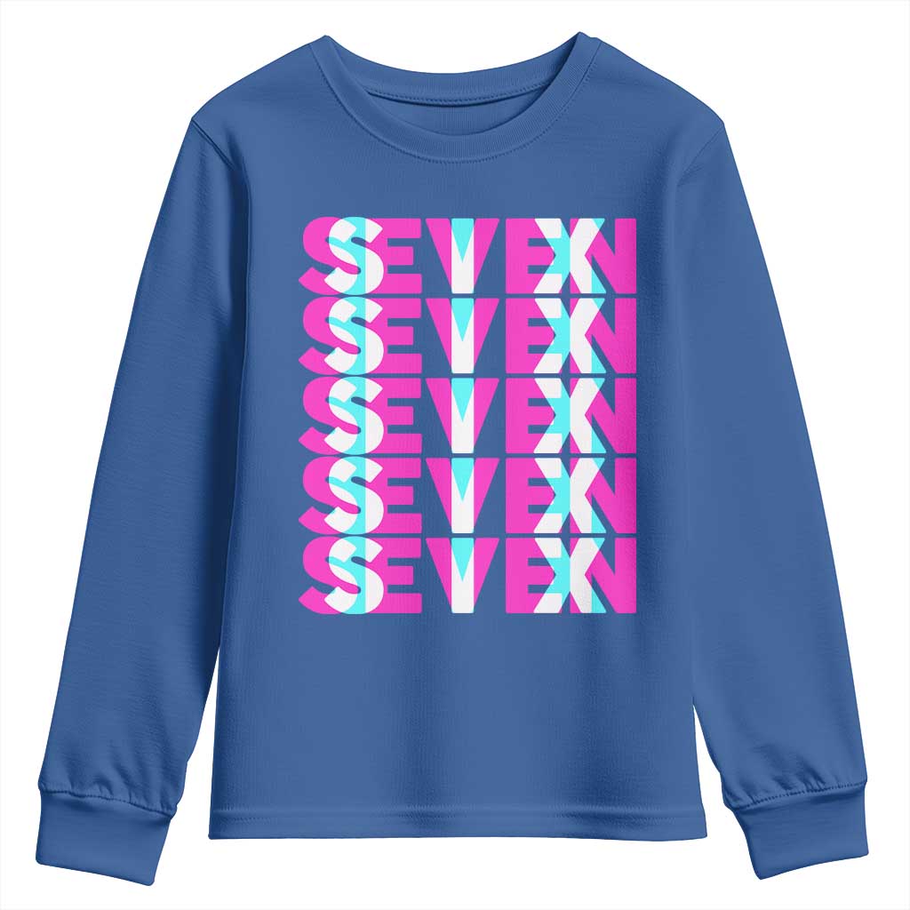 Six Seven Glitch Optical Illusion Meme Youth Sweatshirt Funny Gen Z Alpha Gift TS12 Royal Blue Print Your Wear
