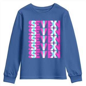Six Seven Glitch Optical Illusion Meme Youth Sweatshirt Funny Gen Z Alpha Gift TS12 Royal Blue Print Your Wear