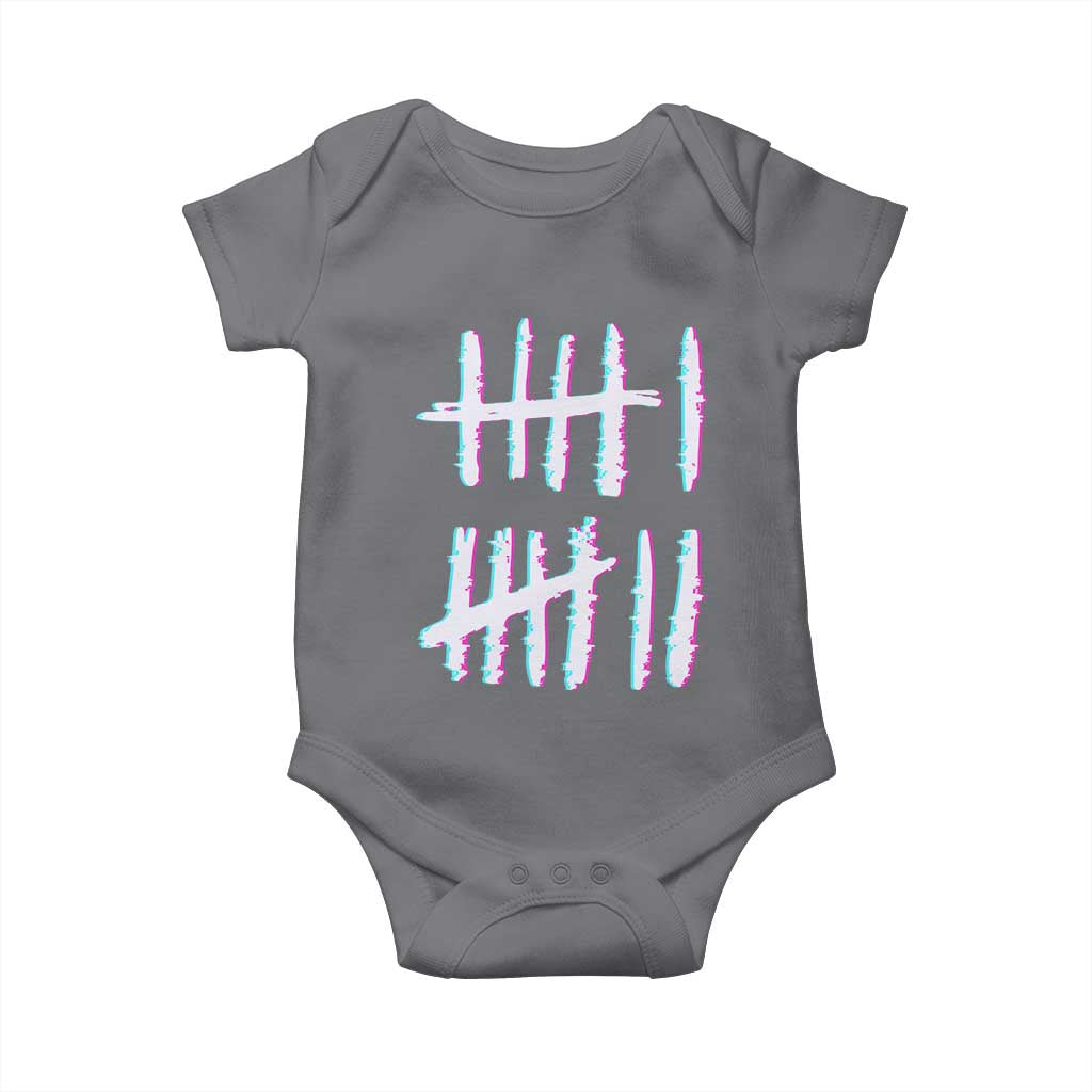 Tally Marks Six Seven Meme Baby Onesie Glitch Optical Illusion TS12 Charcoal Print Your Wear